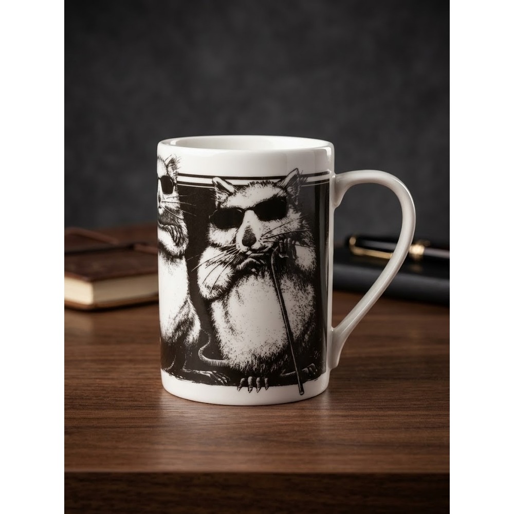 222 Fifth Slice of Life Three Blind Mice Mug Kent Barton Black White Coffee Cup